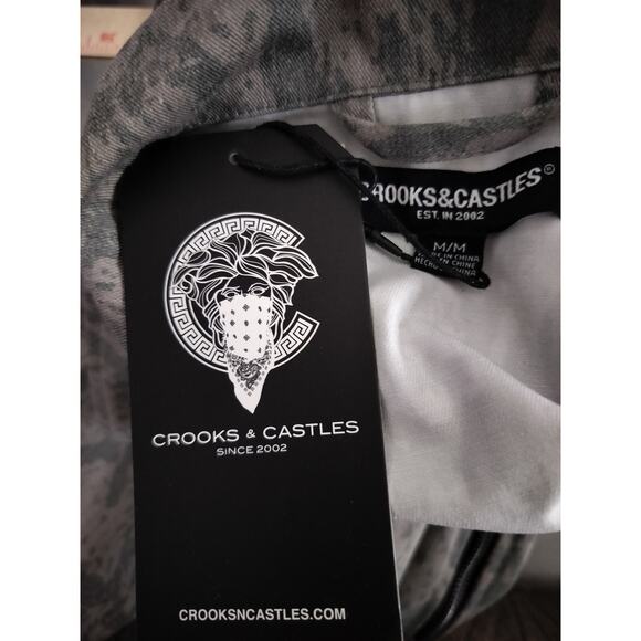 M1050) Crooks & Castles Camo Snake Skin Twill Military Zip Up Shacket Medium - Picture 9 of 12